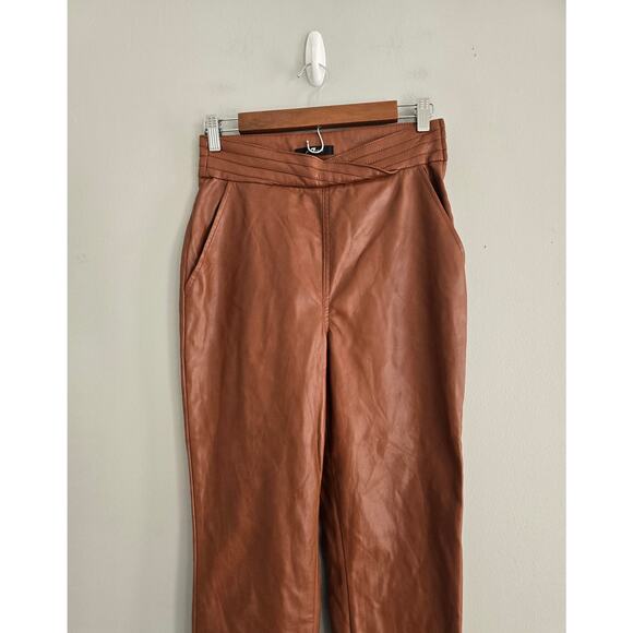 7 For All Mankind Brown Vegan Leather Pants Size 26 - Picture 2 of 4